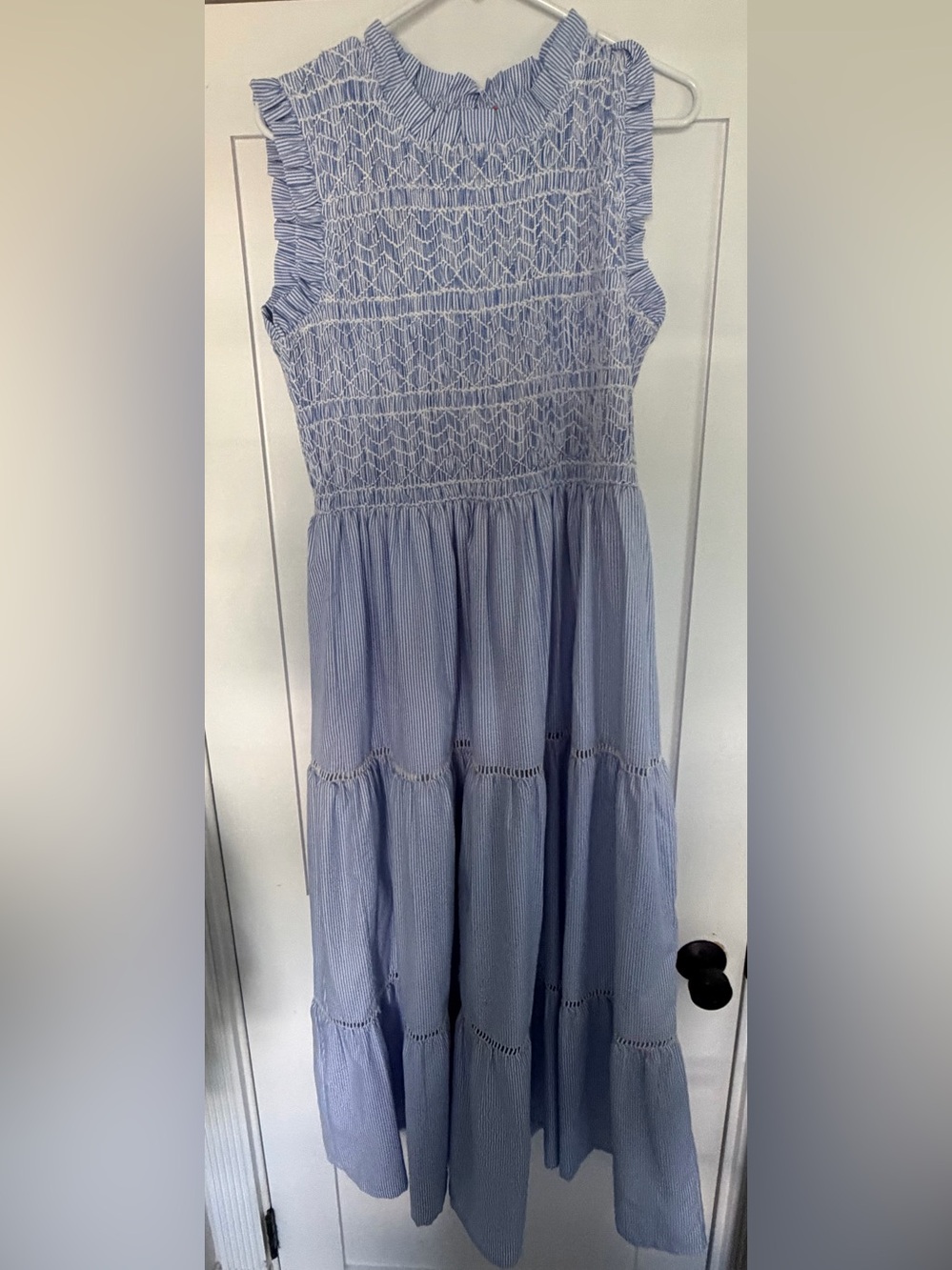 Oliphant Light Blue Smocked Tiered Maxi Dress